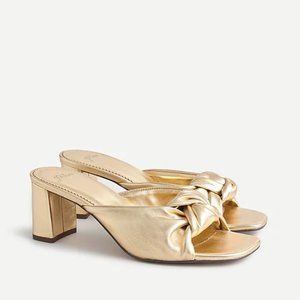J. Crew Knotted block-heel sandal metallic leather